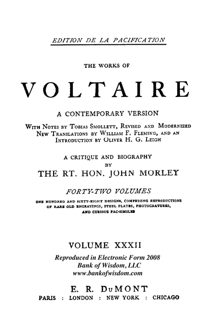 The Works of Voltaire, Vol. 32 of 42 vols + INDEX volume 43